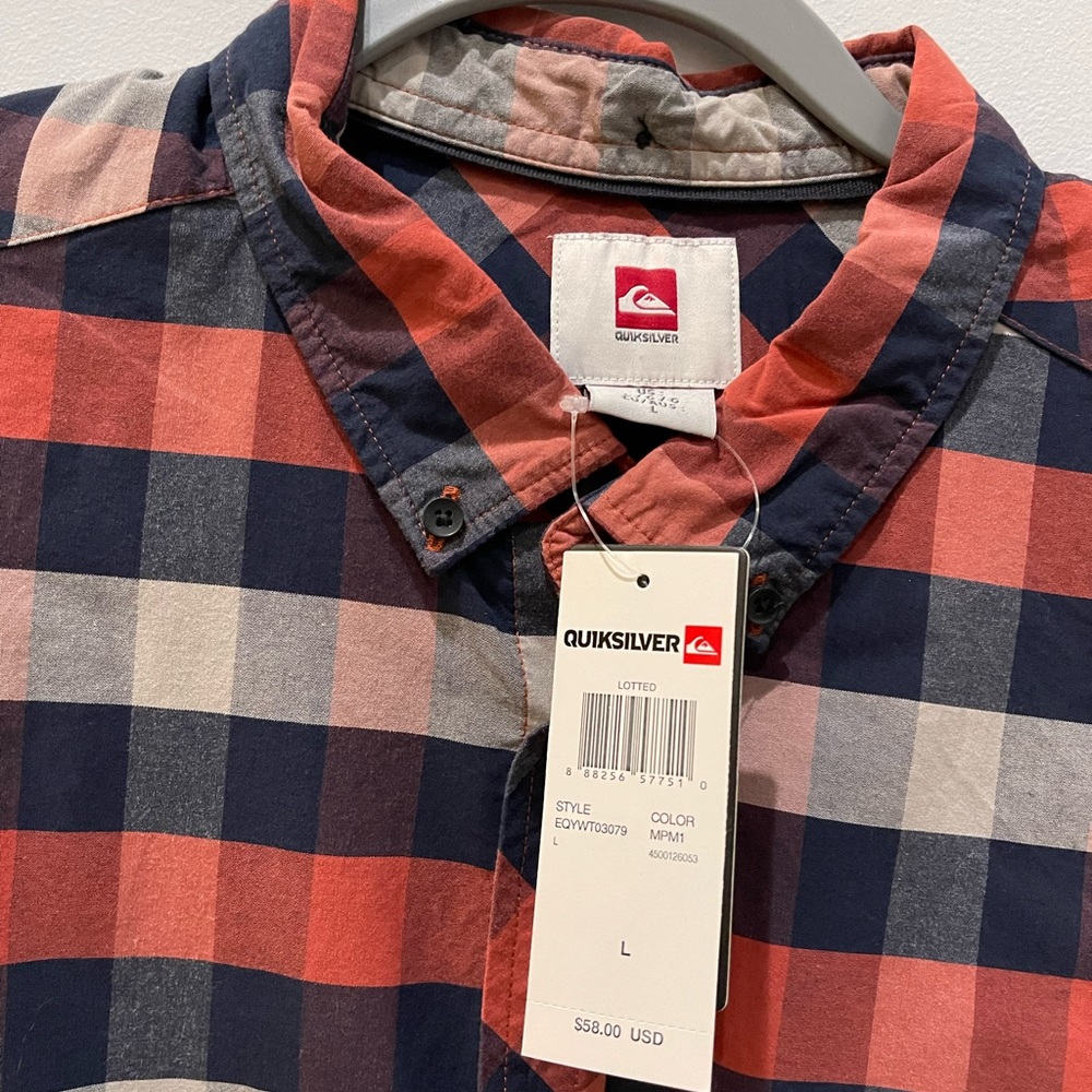 COPY - TWO (2) Quiksilver Check print shirts. NWT. Large. - Picture 5 of 6
